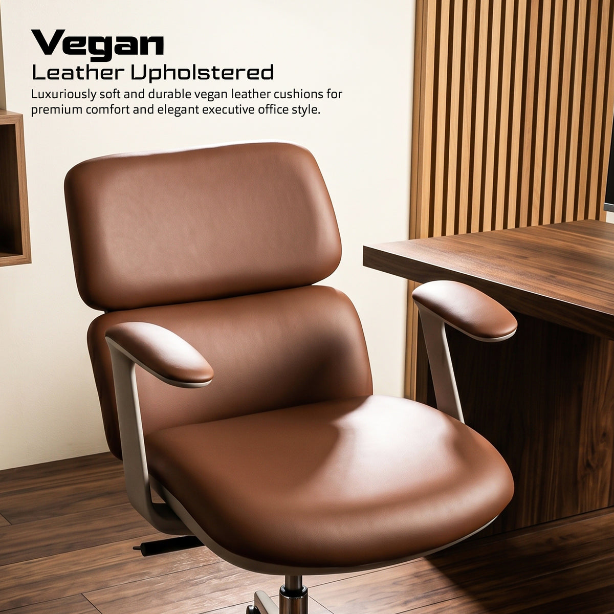 Drogo Atelier Office Chair for Work Premium Vegan Leather with High Backrest Cushion