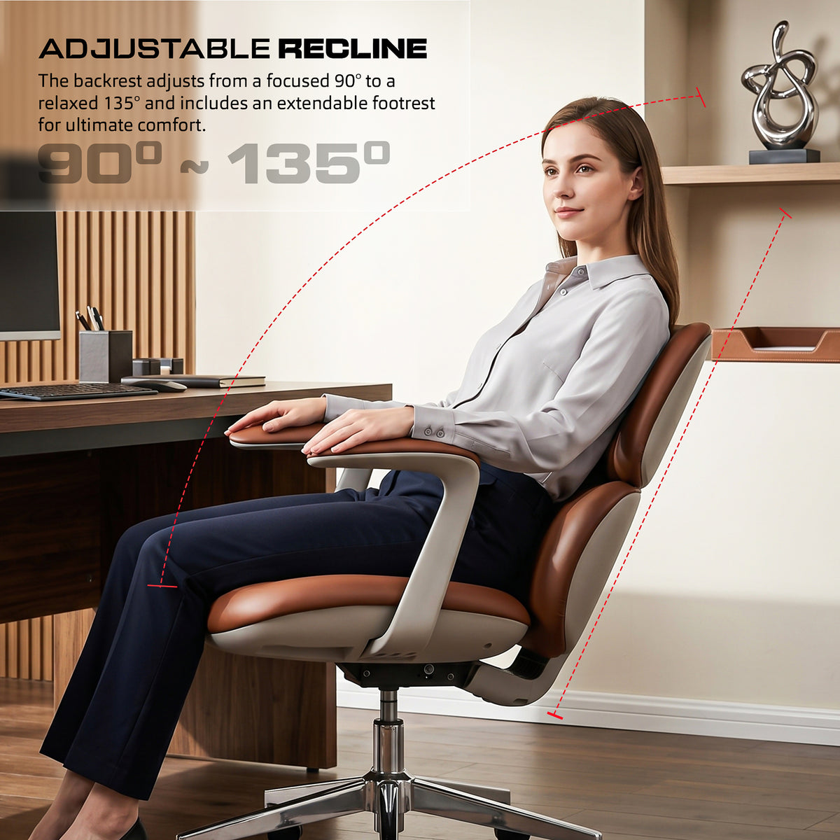 Drogo Atelier Office Chair for Work Premium Vegan Leather with High Backrest Cushion