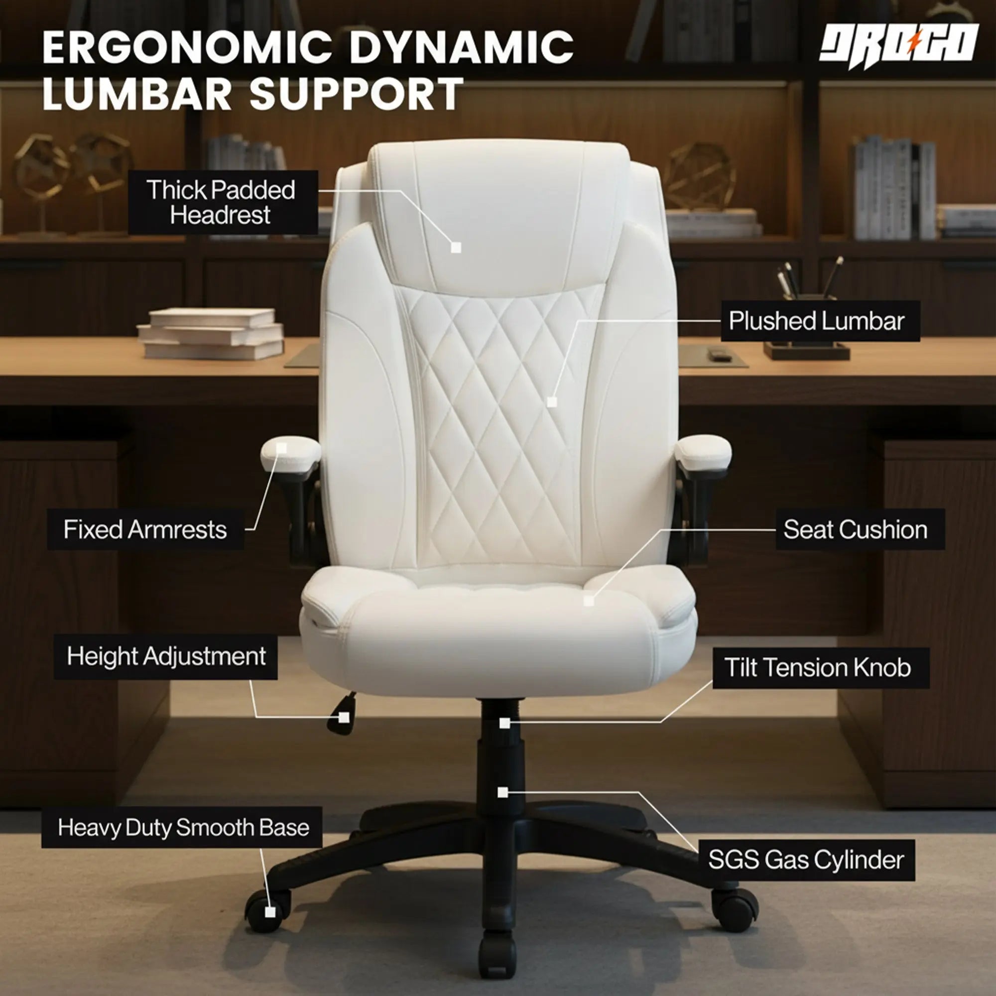 Drogo Dominus Ergonomic Leather Office Chair Drogo India