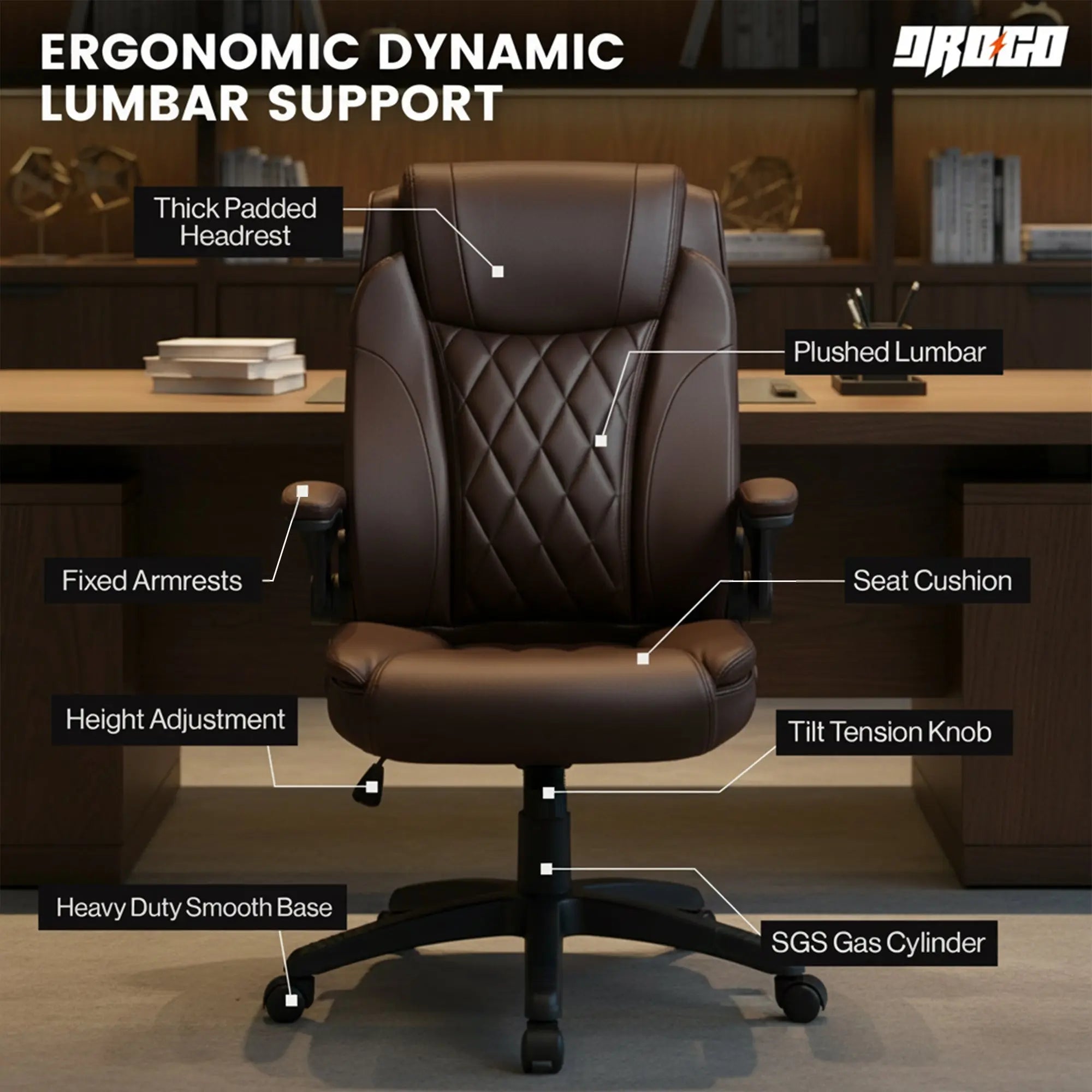 Drogo Dominus Ergonomic Leather Office Chair Drogo India