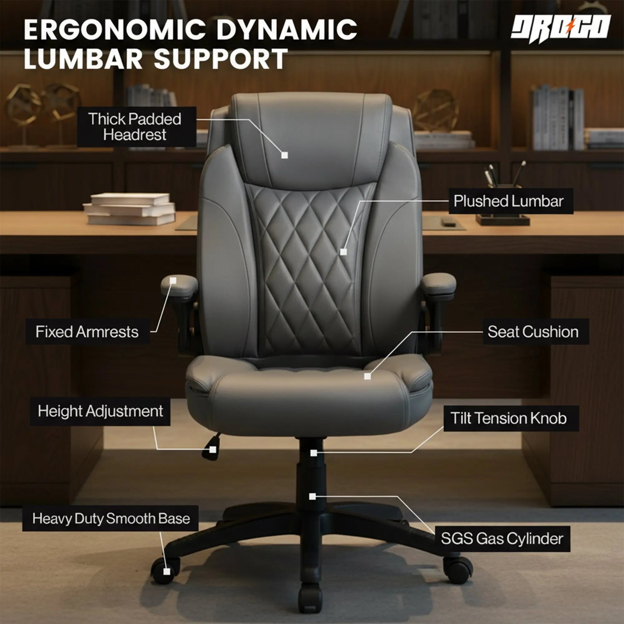 Drogo Dominus Ergonomic Leather Office Chair Drogo India