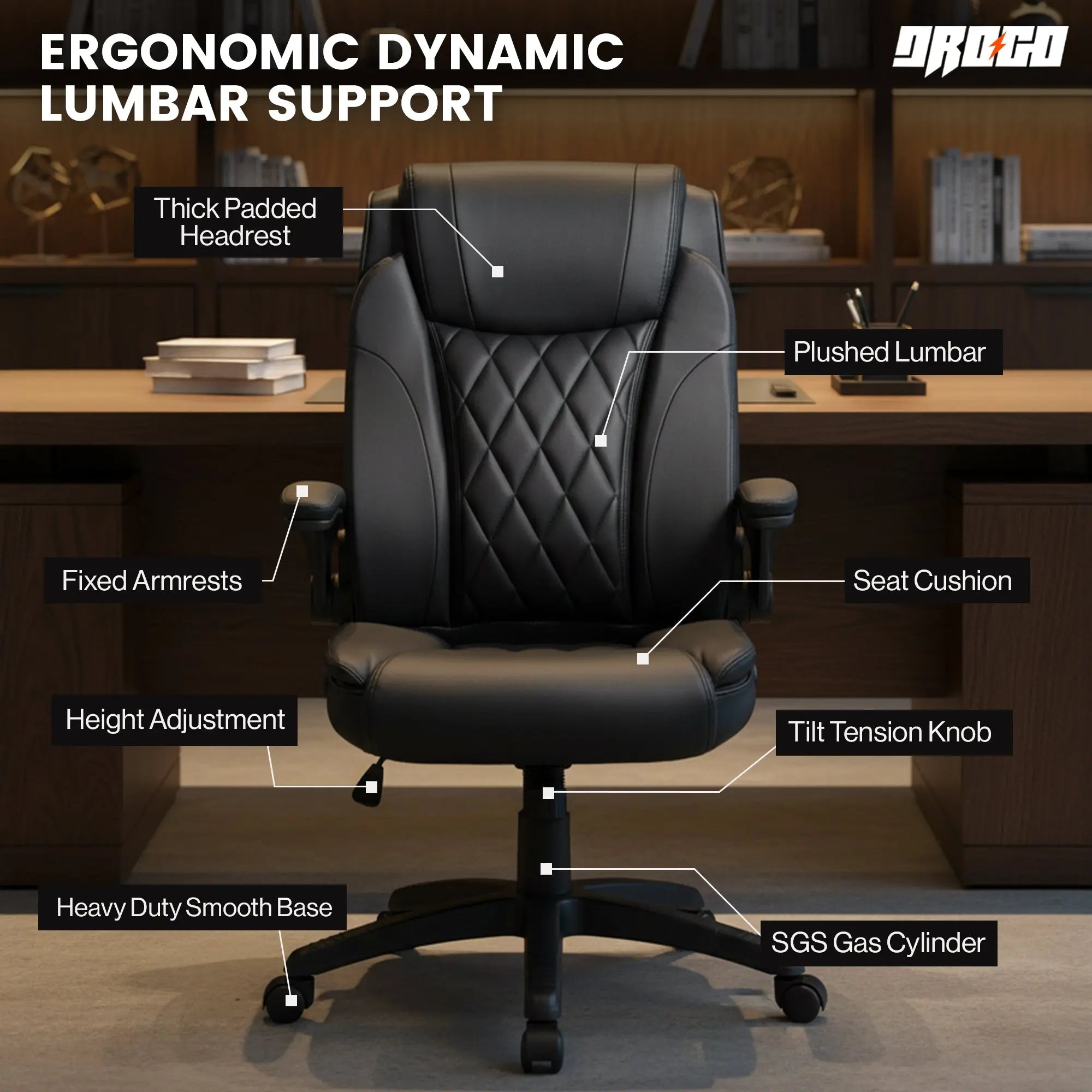 Drogo Dominus Ergonomic Leather Office Chair Drogo India