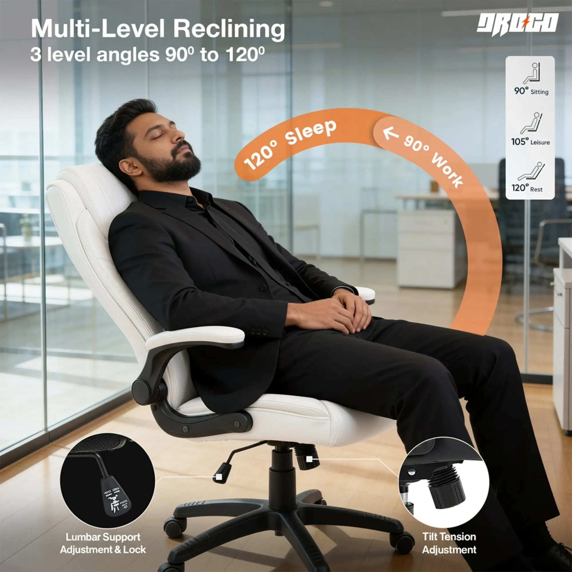 Drogo Dominus Ergonomic Leather Office Chair Drogo India