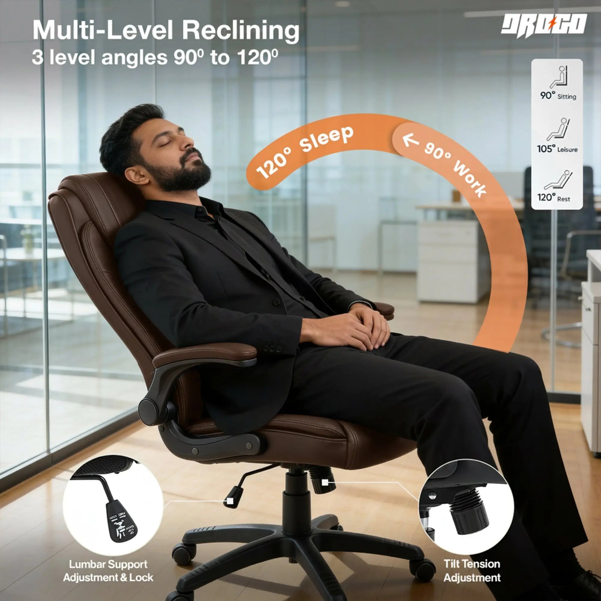 Drogo Dominus Ergonomic Leather Office Chair Drogo India