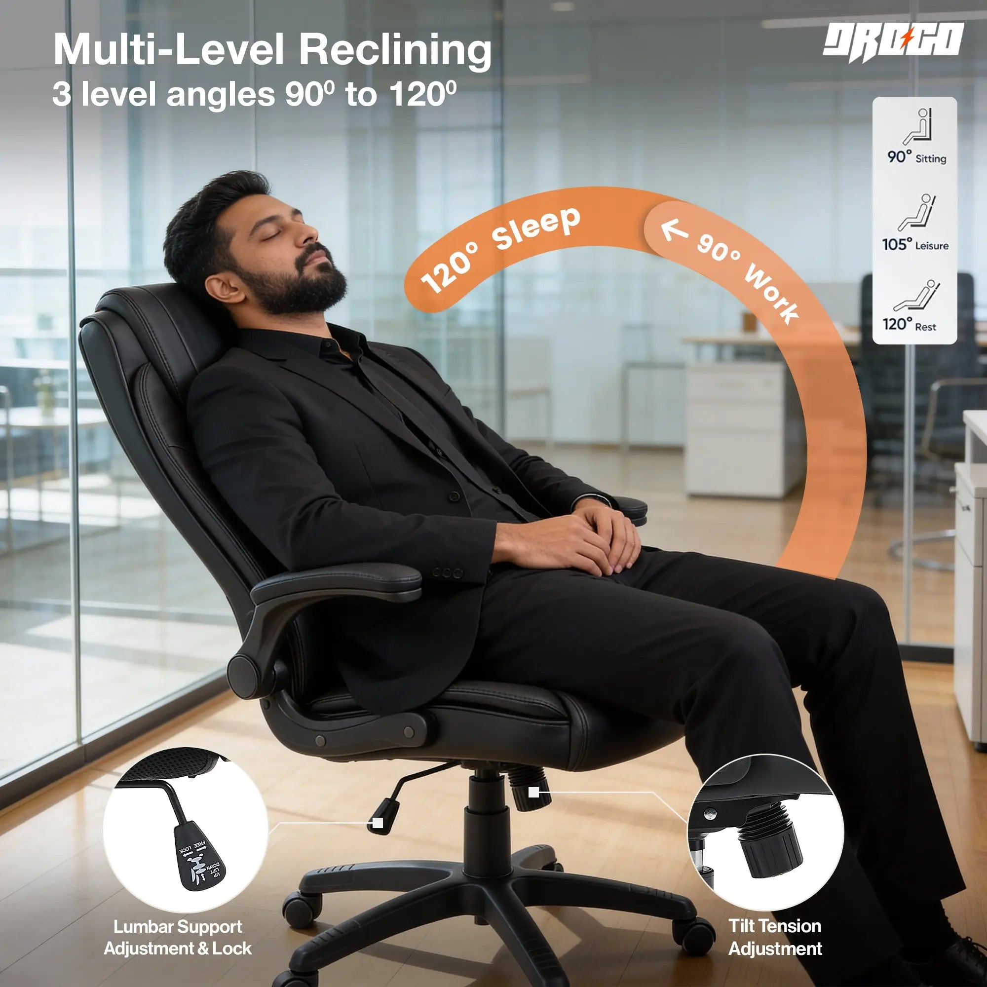 Drogo Dominus Ergonomic Leather Office Chair Drogo India