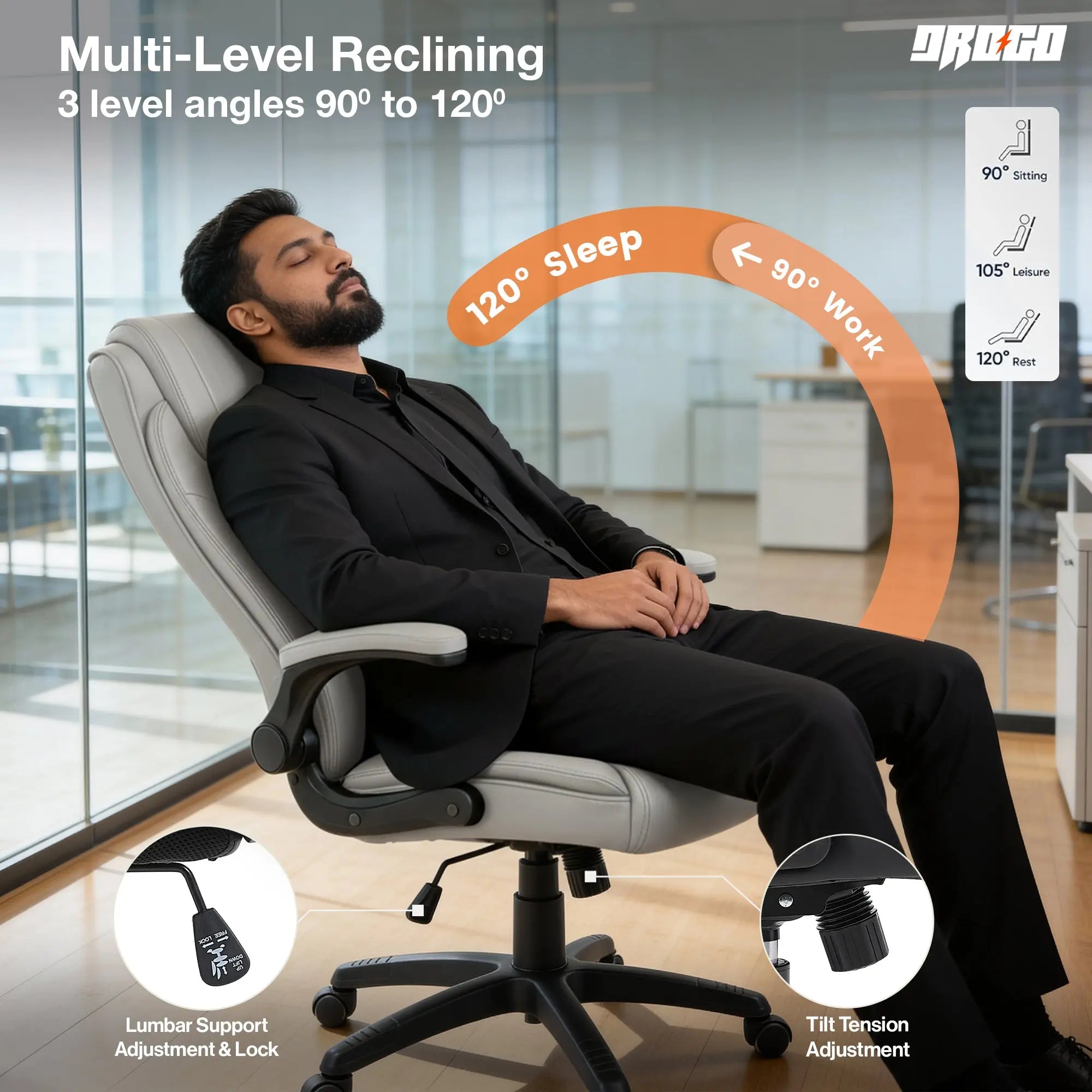 Drogo Dominus Ergonomic Leather Office Chair Drogo India