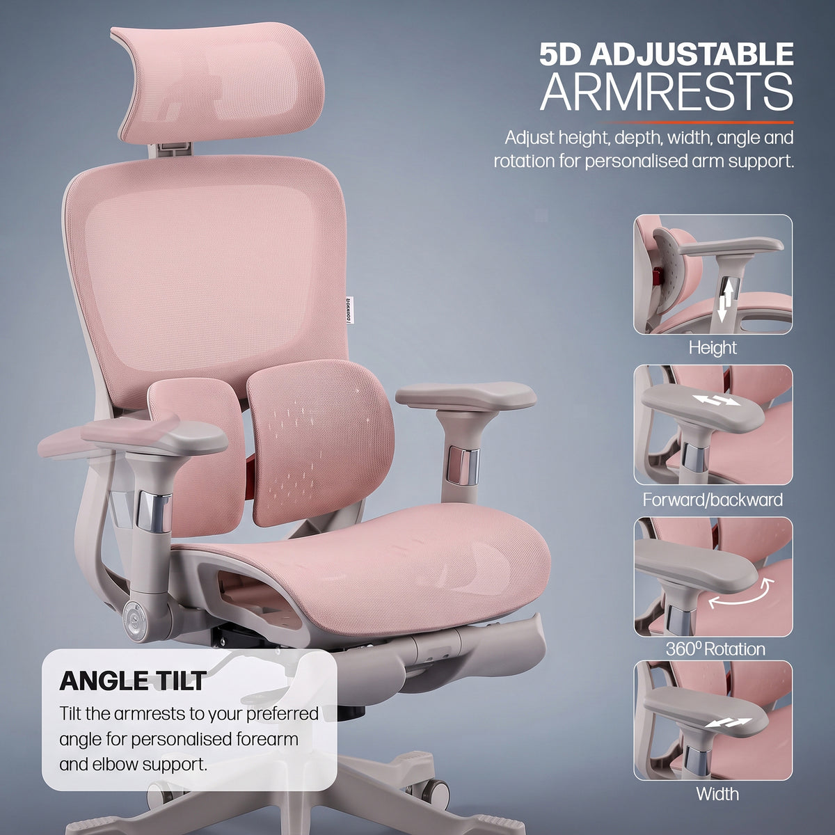 Drogo Axion Ergonomic Office Chair Lumbar Support & Mesh Back Chair