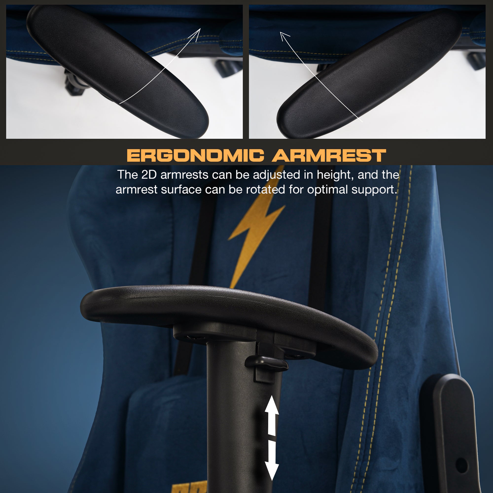 Drogo ProForm Suede Ergonomic Gaming Chair Adjustable Seat & Massager Lumbar Pillow