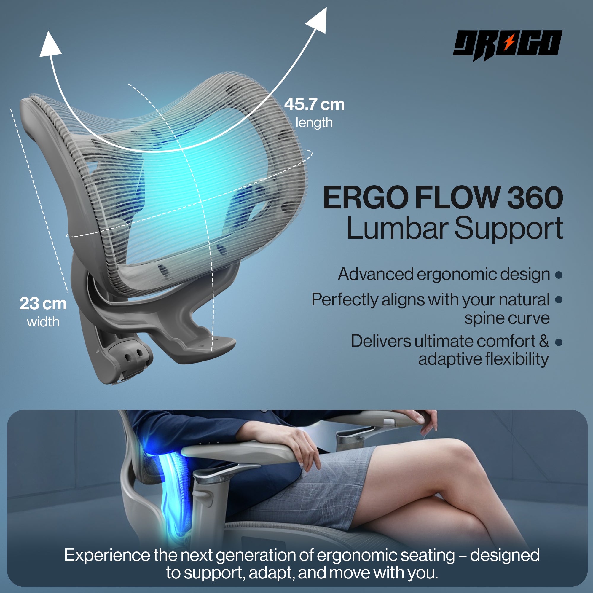 Drogo Flow 360 Ergonomic Office Chair With Patented Flow Technology & Cable Mechanism