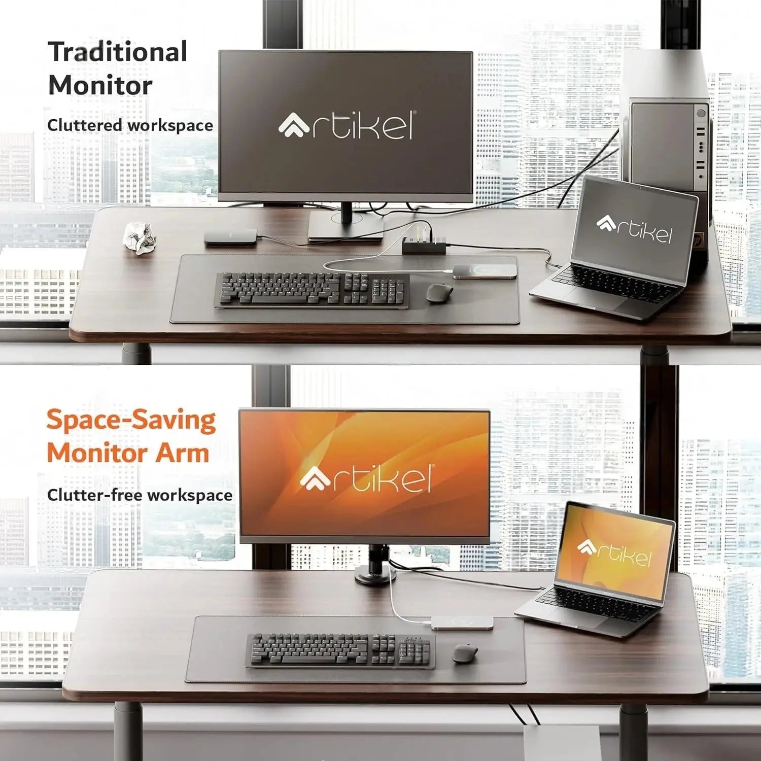 Drogo Artikel Single Monitor Desk Mount, Adjustable Heavy Duty Monitor Arm, VESA Mount with C Clamp & Grommet Mounting Base - 32 Inch (Black) Drogo Ergonomics