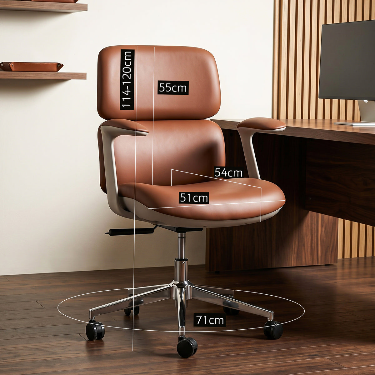 Drogo Atelier Office Chair for Work Premium Vegan Leather with High Backrest Cushion