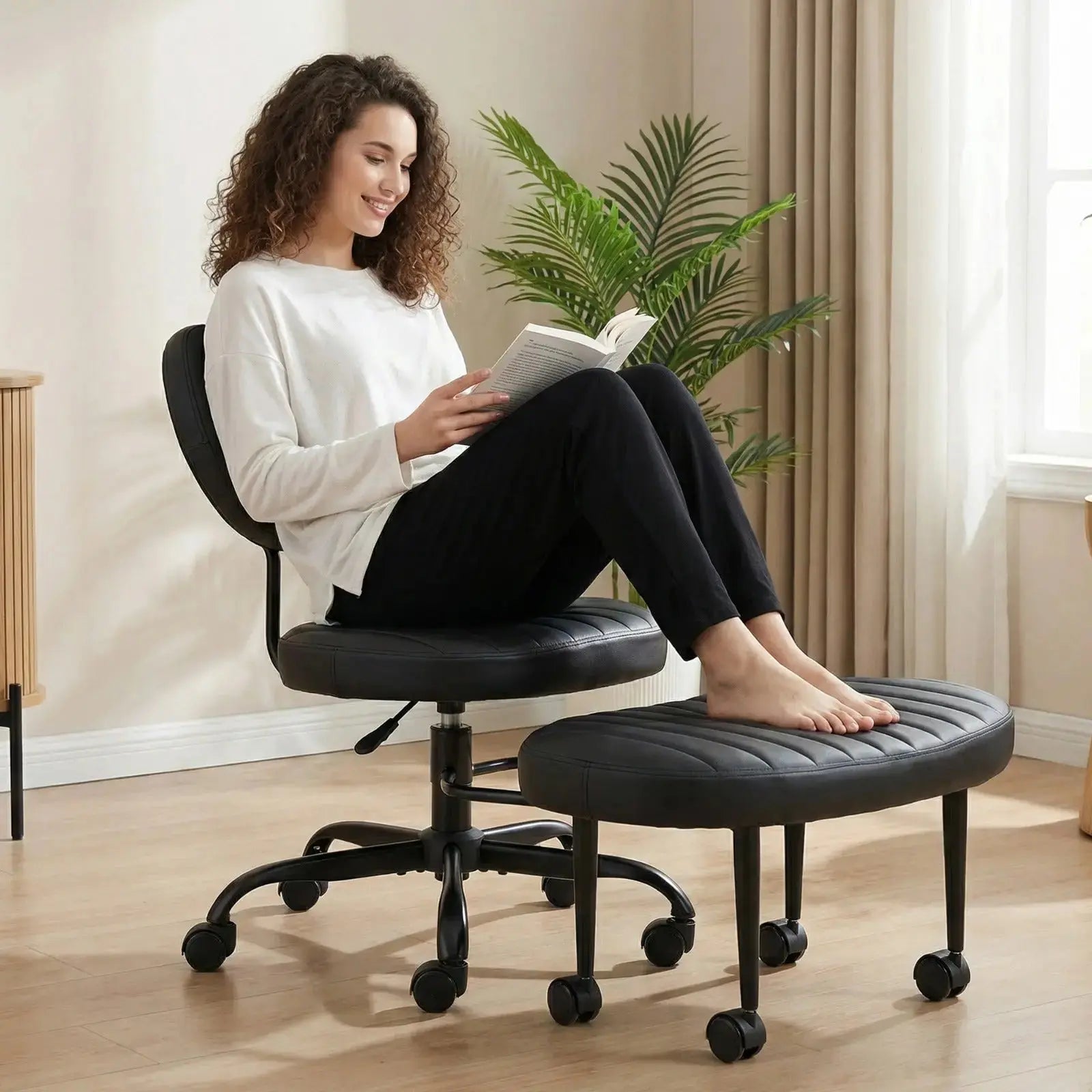 PREORDER Meditura Cross Legged Office Chair with Wheels, Wide Criss Cross Kneeling Drogo India