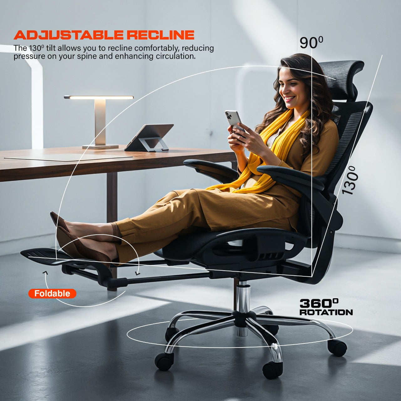 Drogo Ergonex Ergonomic Office Chair For Work From Home With Breathable Mesh