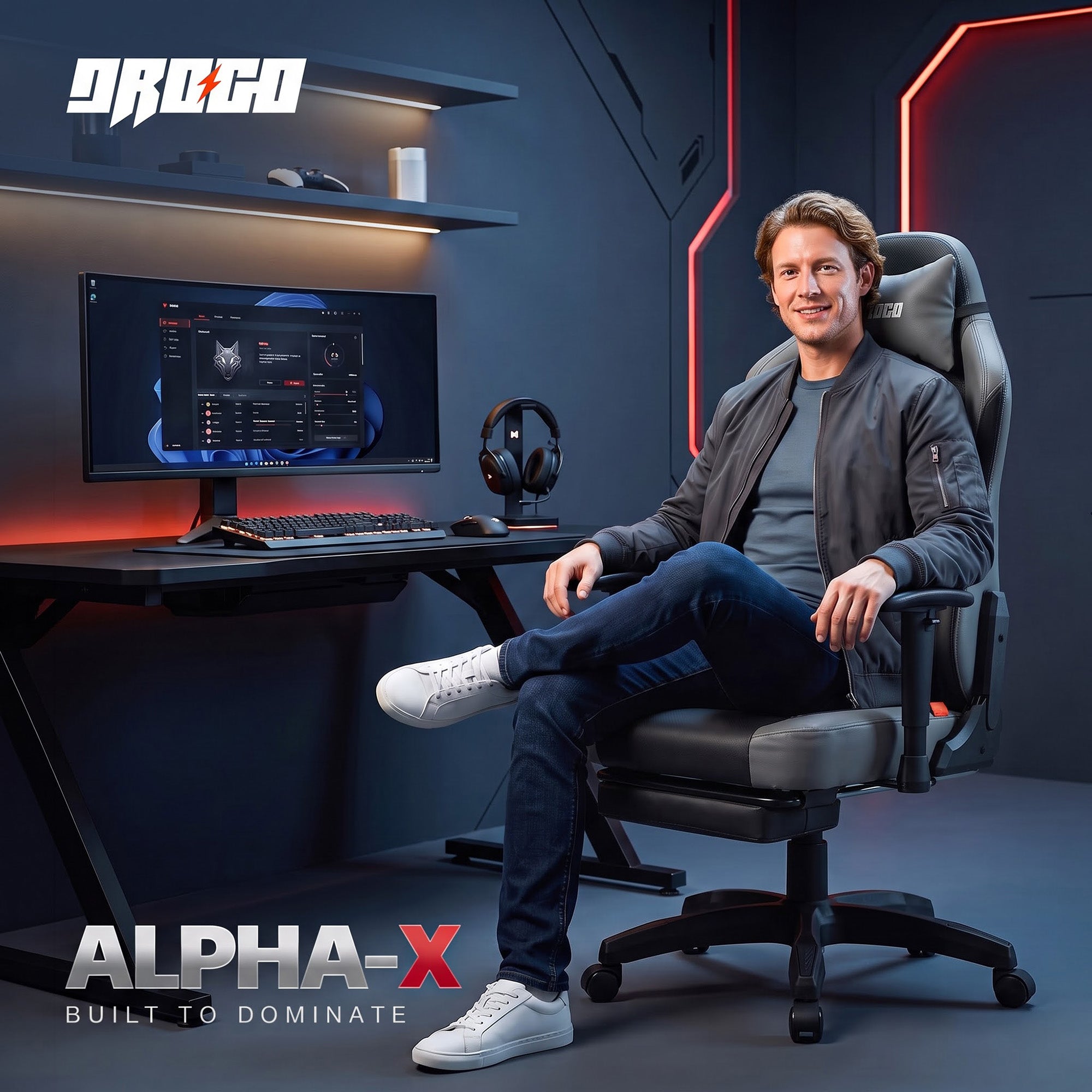 Drogo Alpha-X Premium Ergonomic Gaming Chair with Footrest