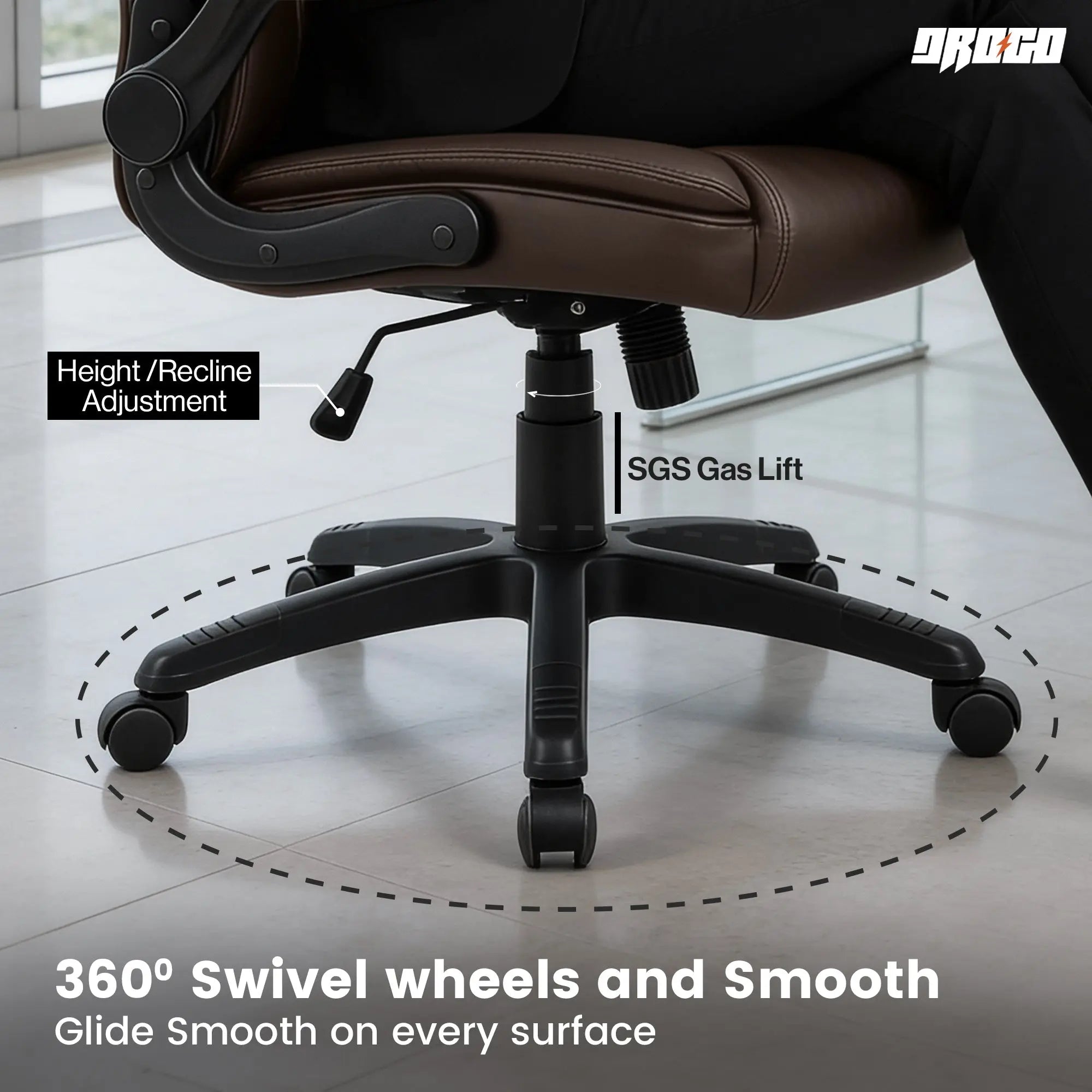 Drogo Dominus Ergonomic Leather Office Chair Drogo India