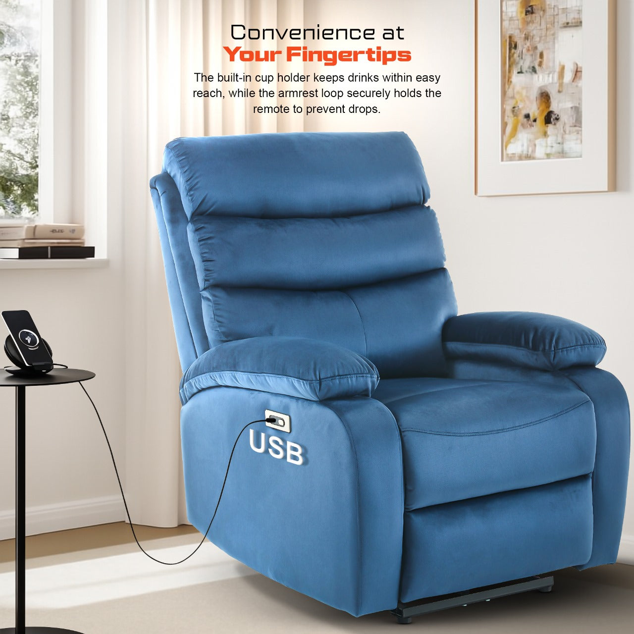 DROGO Valerium Electric Motorised 1 Seater Recliner Sofa with Rapid Recline Technology