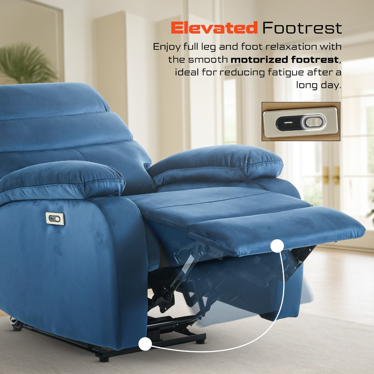 DROGO Valerium Electric Motorised 1 Seater Recliner Sofa with Rapid Recline Technology