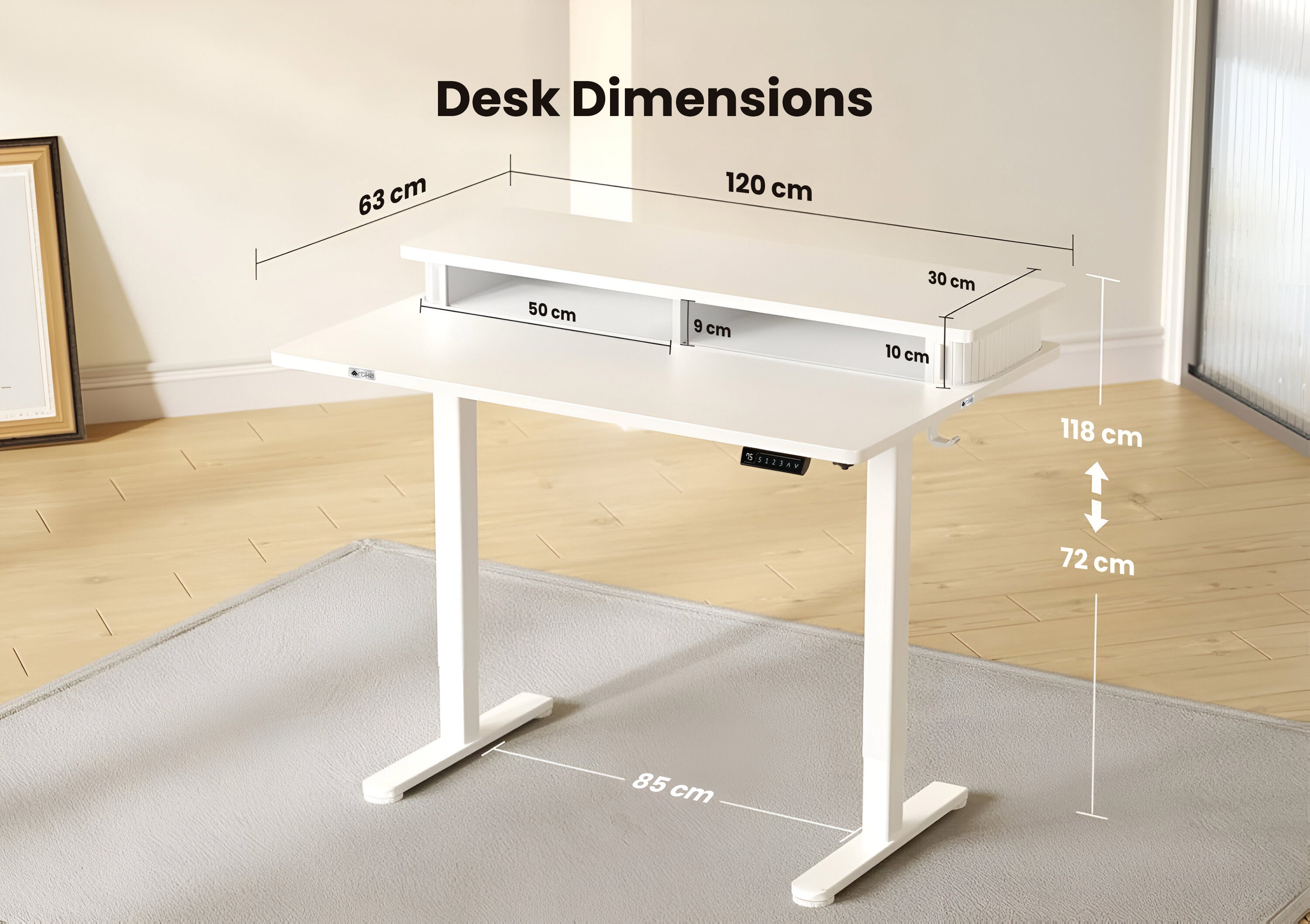 Drogo Artikel Groove Electric Height Adjustable Standing Desk with Roller Shutter Door Storage