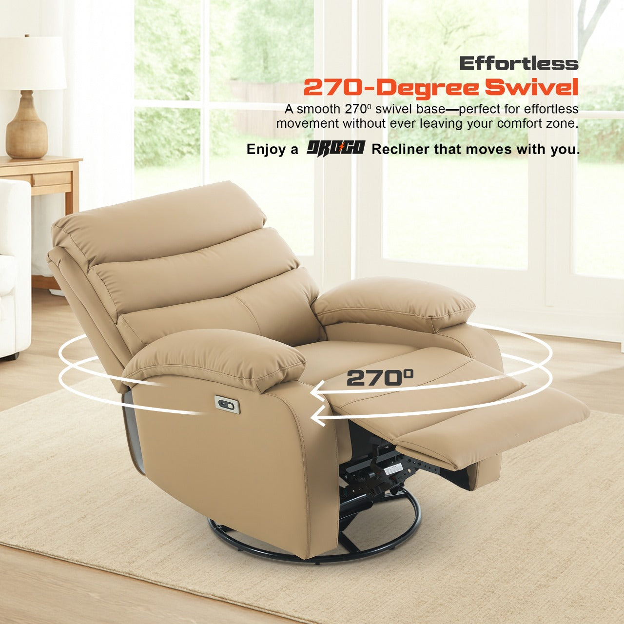 DROGO Velora Electric Motorised Recliner Sofa 1 Seater with Rocking, Revolving & Rapid Recline Technology