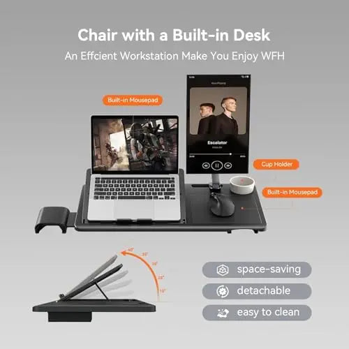 Drogo PosturePro Office Chair with Laptop Tray for Work from Home Galaxy Incorporation