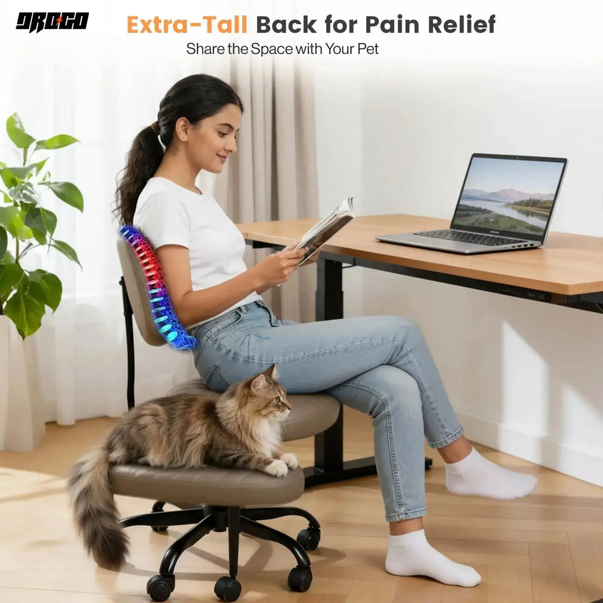 PREORDER Drogo Meditura Cross Legged Office Chair with Wheels, Wide Criss Cross Kneeling Drogo India
