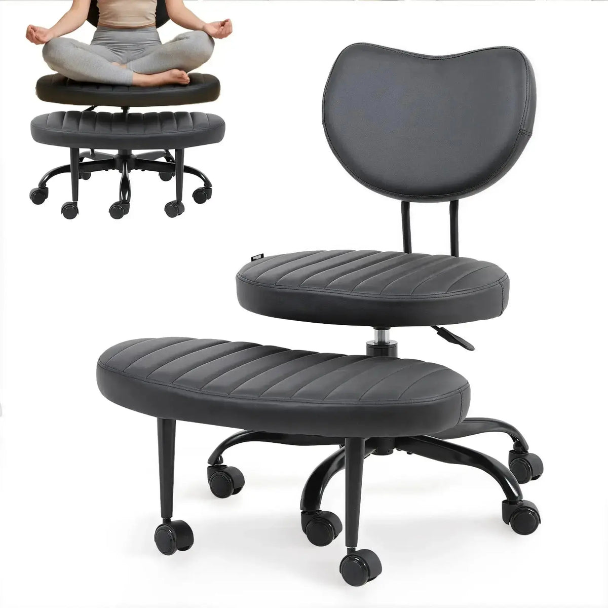 PREORDER Drogo Meditura Cross Legged Office Chair with Wheels, Wide Criss Cross Kneeling Drogo India