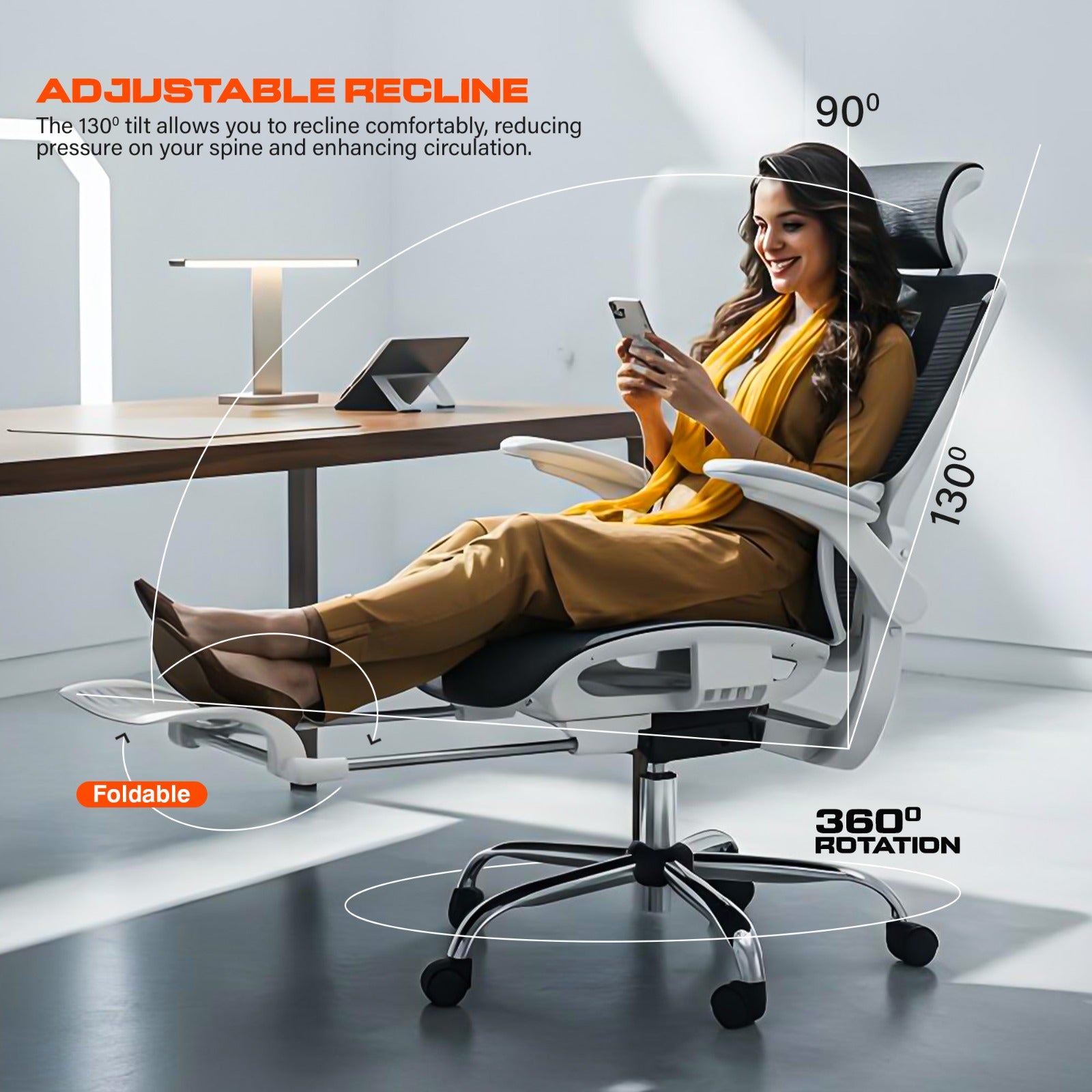 Drogo Ergonex Ergonomic Office Chair For Work From Home With Breathable Mesh