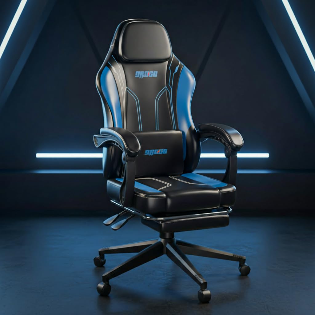 Drogo Phantom Ergonomic Gaming Chair with Premium PU Leather, Adjustable Neck