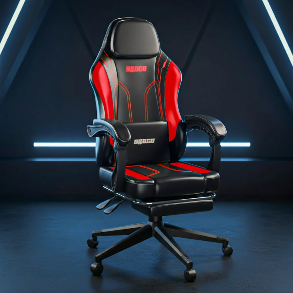 Drogo Phantom Ergonomic Gaming Chair with Premium PU Leather, Adjustable Neck