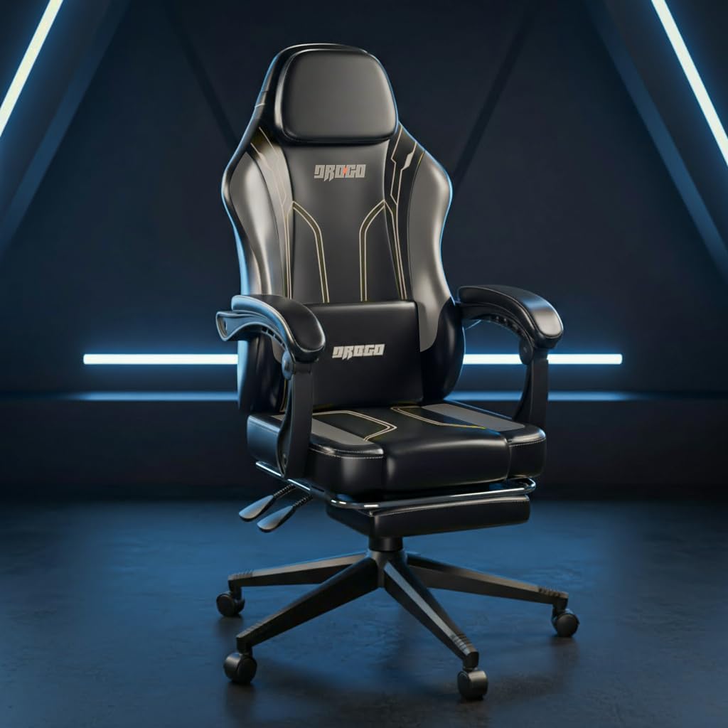 Drogo Phantom Ergonomic Gaming Chair with Premium PU Leather, Adjustable Neck