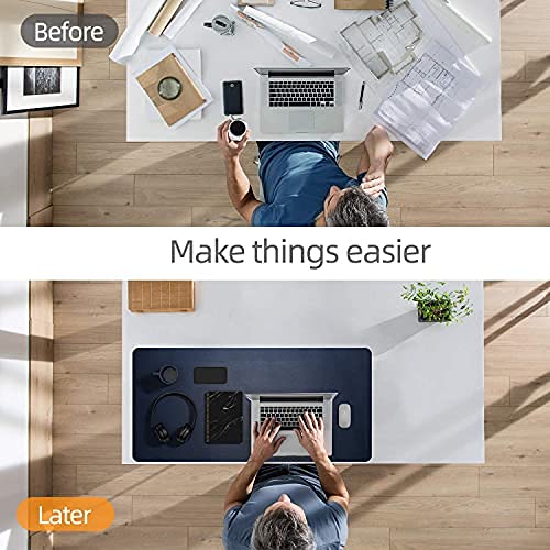 Drogo Dual-Sided Vegan Leather Mouse Pad Desk Mat for Office/Gaming (80x40cm)