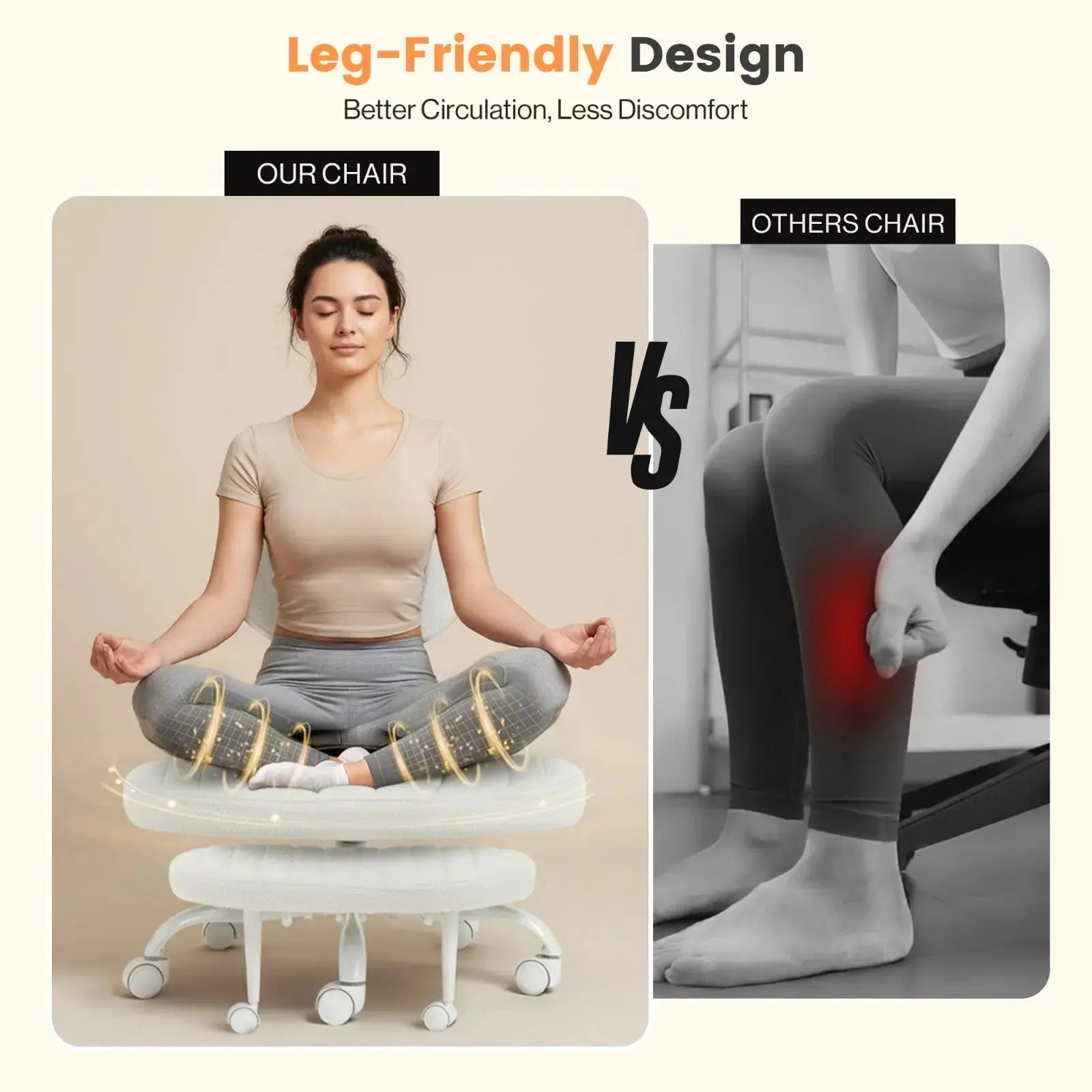 PREORDER Drogo Meditura Cross Legged Office Chair with Wheels, Wide Criss Cross Kneeling Drogo India