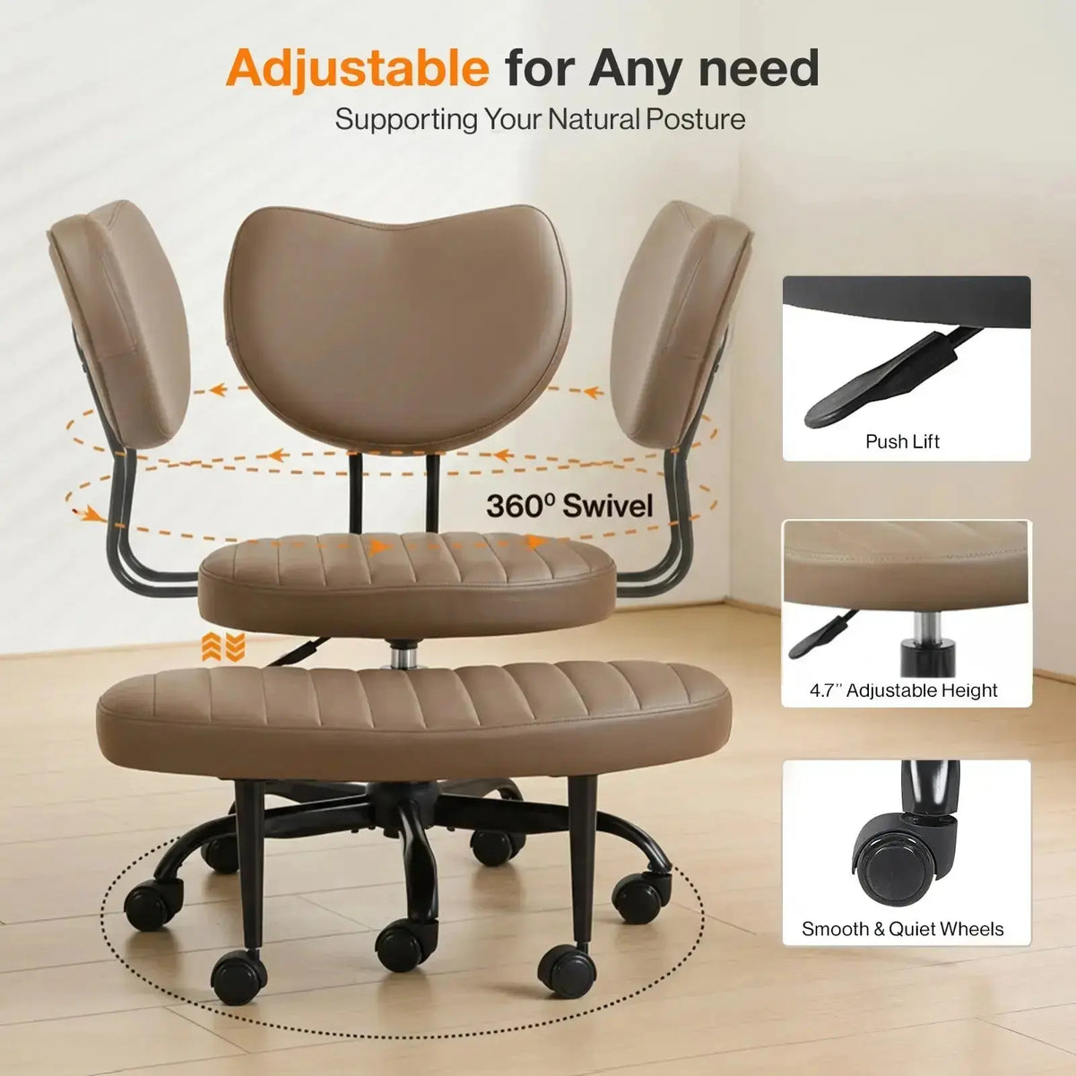 PREORDER Drogo Meditura Cross Legged Office Chair with Wheels, Wide Criss Cross Kneeling Drogo India