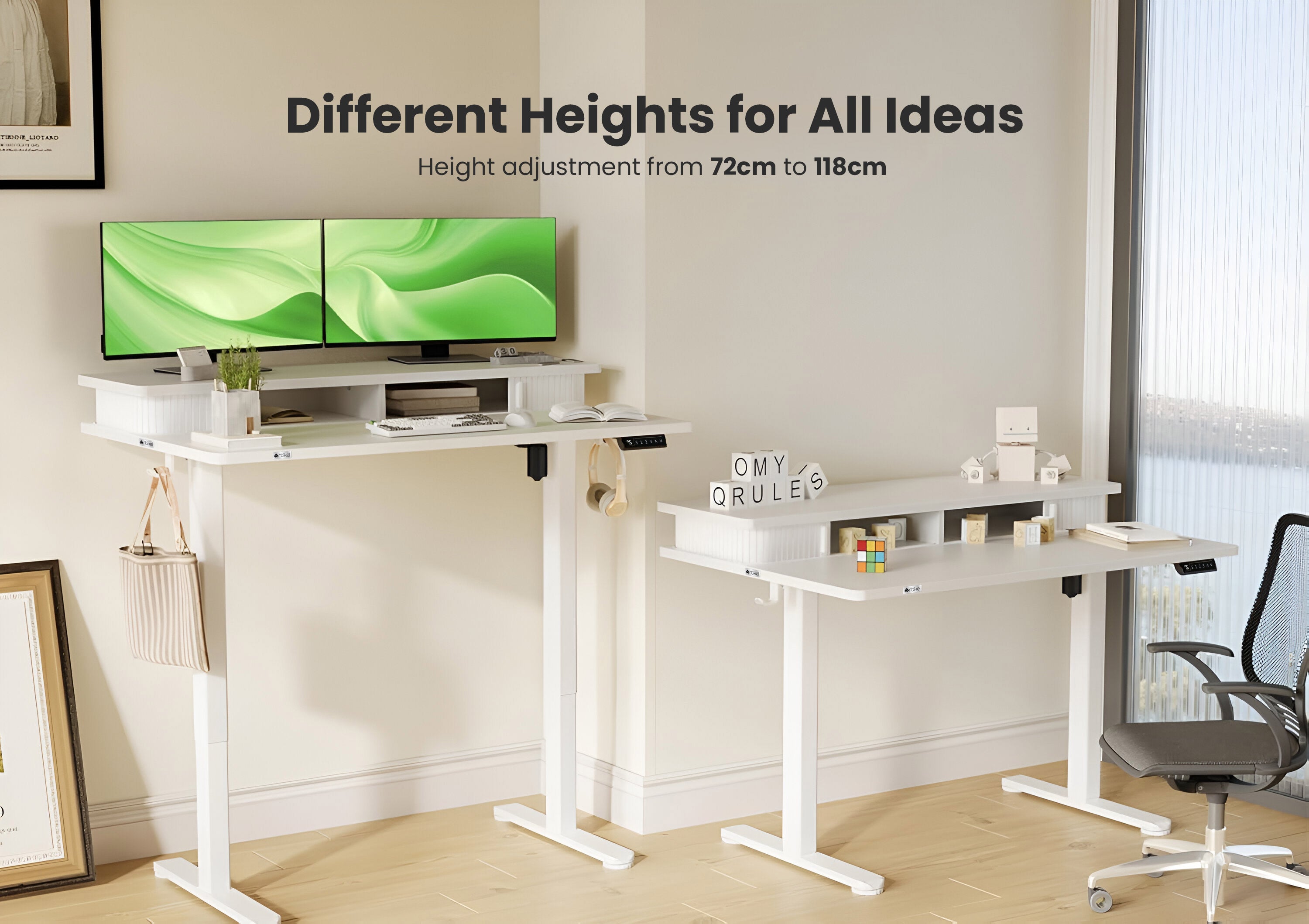 Drogo Artikel Groove Electric Height Adjustable Standing Desk with Roller Shutter Door Storage