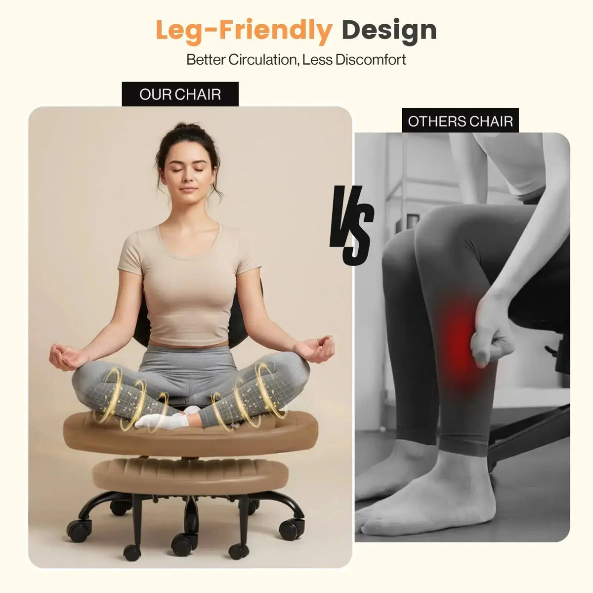 PREORDER Drogo Meditura Cross Legged Office Chair with Wheels, Wide Criss Cross Kneeling Drogo India