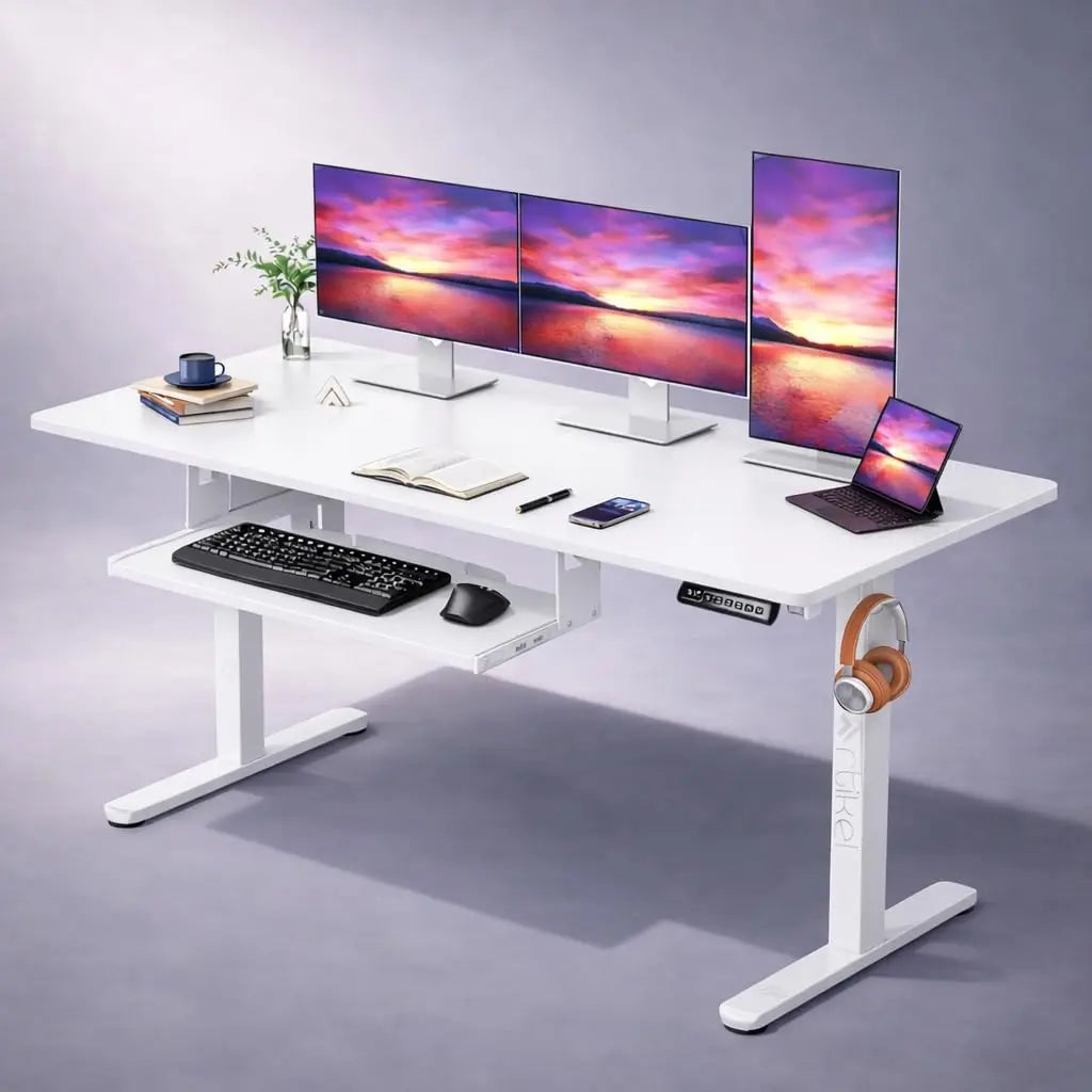 Drogo XX-Large Electric Height Adjustable Table for Office Work with Keyboard Tray Sit Stand Gaming Desk (160x75cm) Drogo India