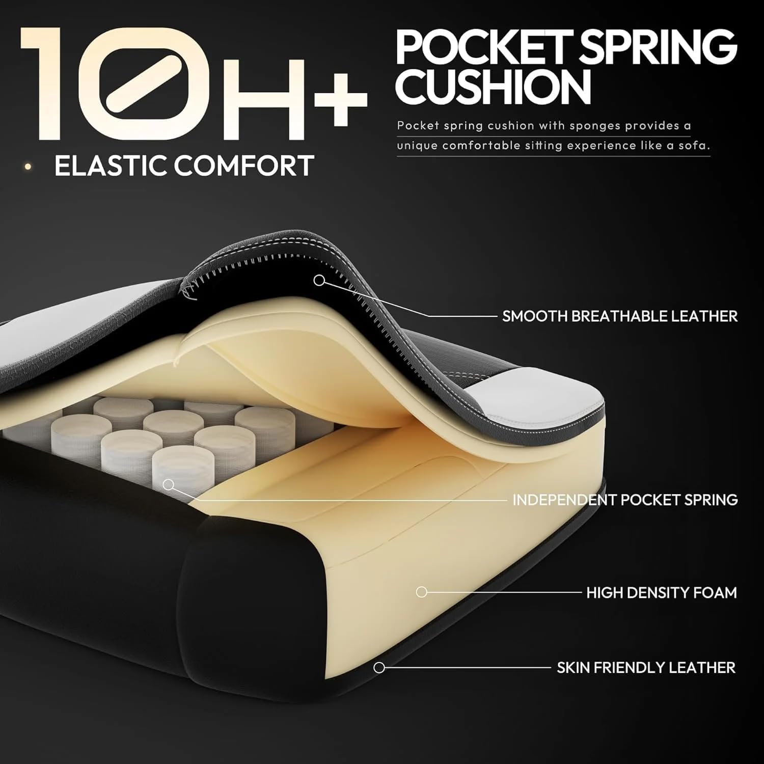 Drogo Phantom Ergonomic Gaming Chair with Premium PU Leather, Adjustable Neck