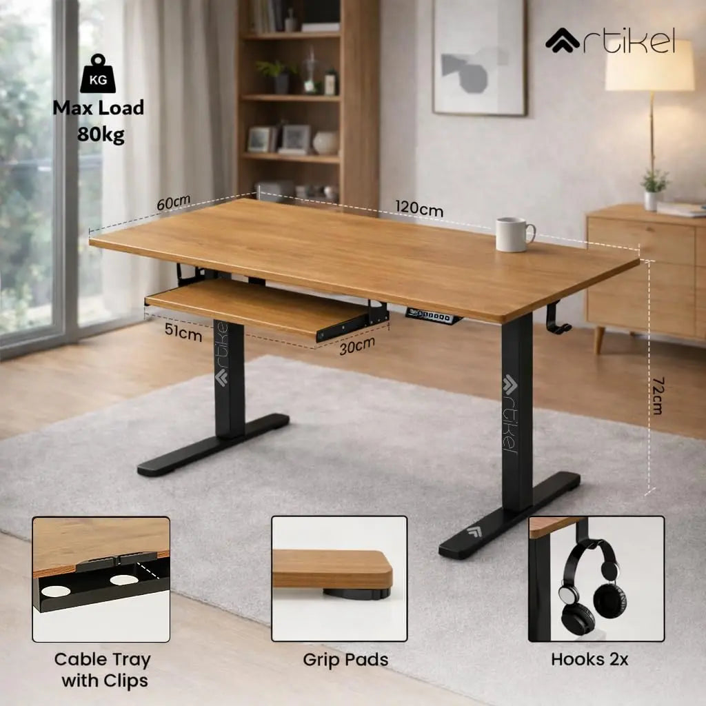 Drogo Electric Height Adjustable Table for Office Work (120x60cm) Drogo India