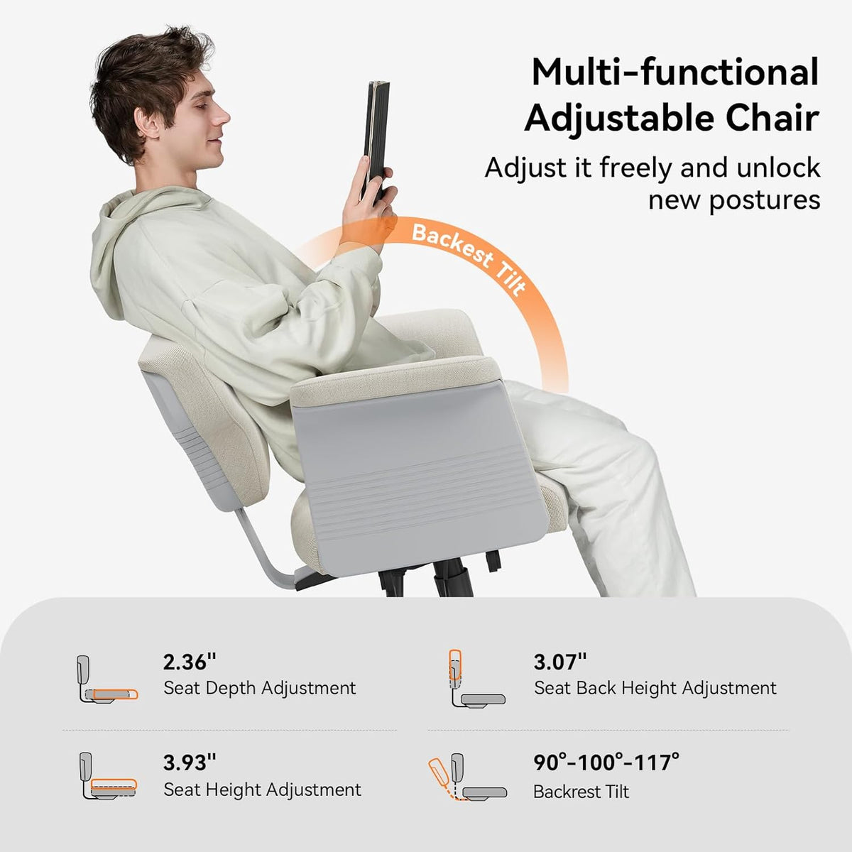 Freedom-X Multi-Position Cross Legged Office Chair (Grey)
