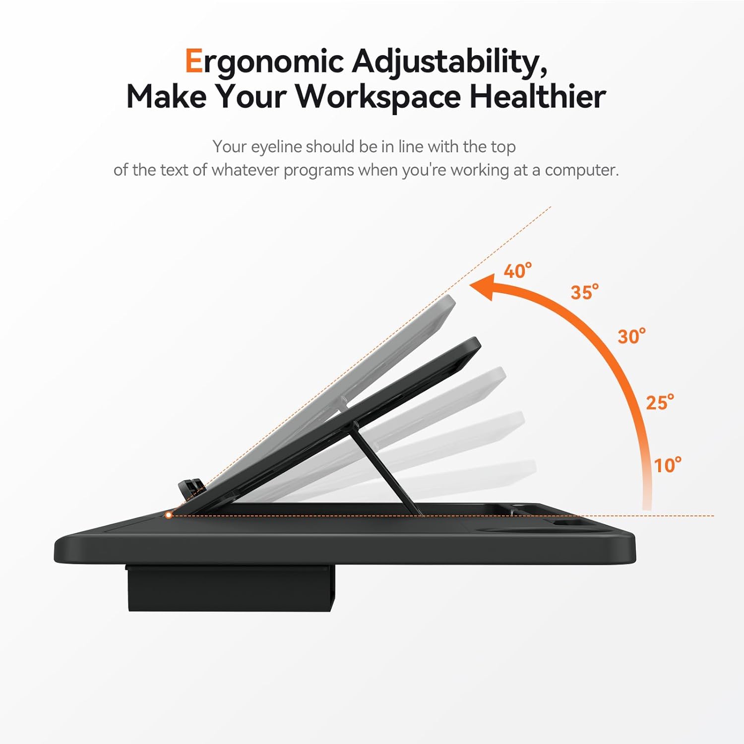 Drogo Posture Series Detachable Ergonomic Laptop Table Tray Built in Mouse Pad
