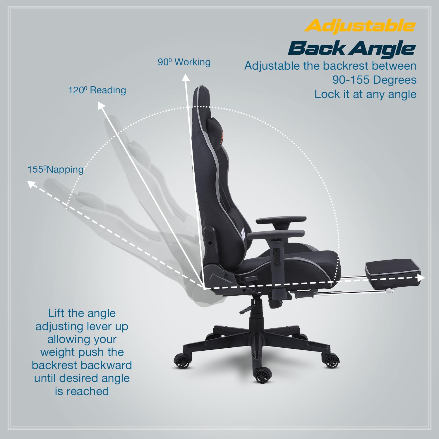 Drogo Evolved Series Ergonomic Gaming Chair With Head & Massager Lumbar Support Pillow