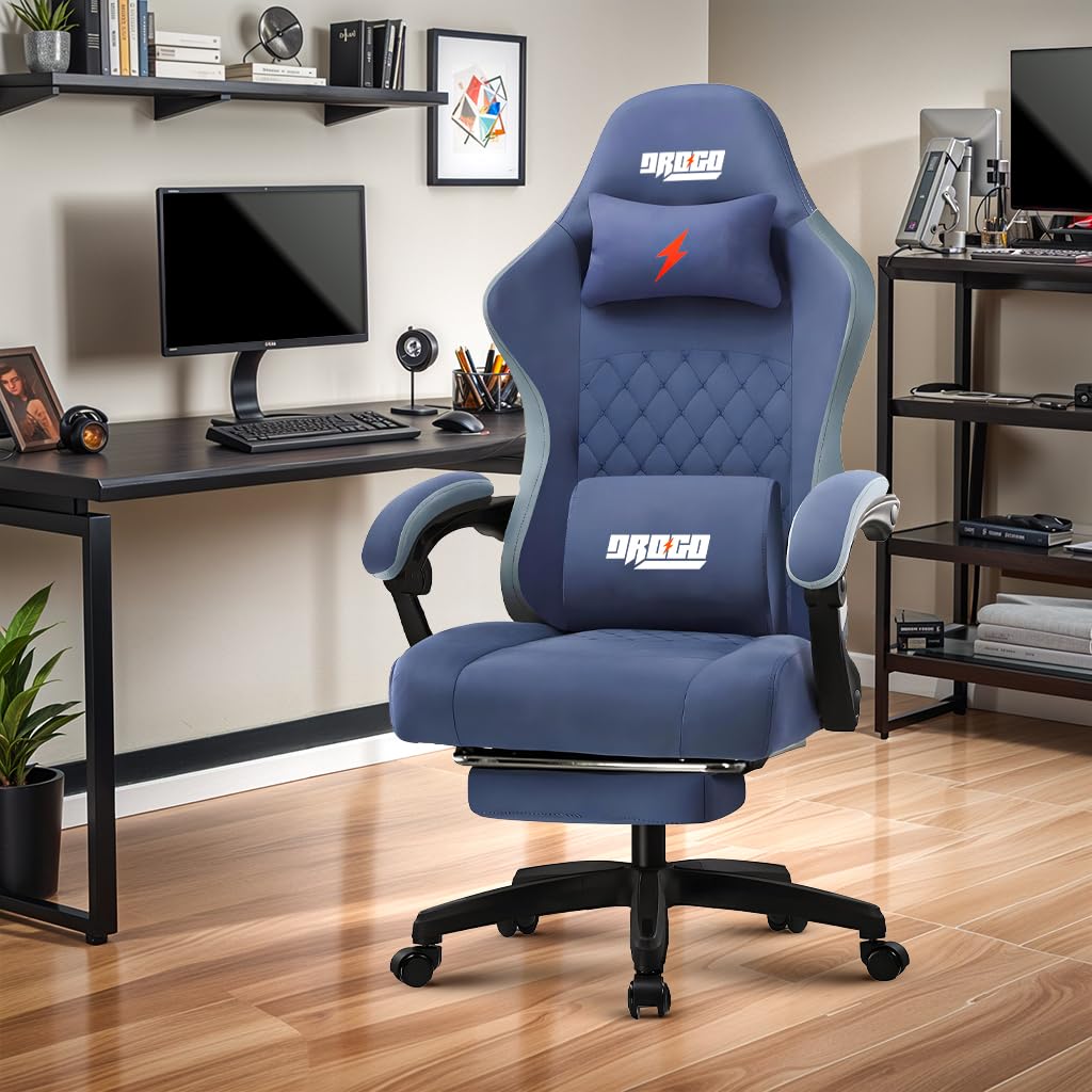 Drogo Throne Ergonomic Gaming Chair With Linkage Armrest,Foot Rest,& Adjustable Seat