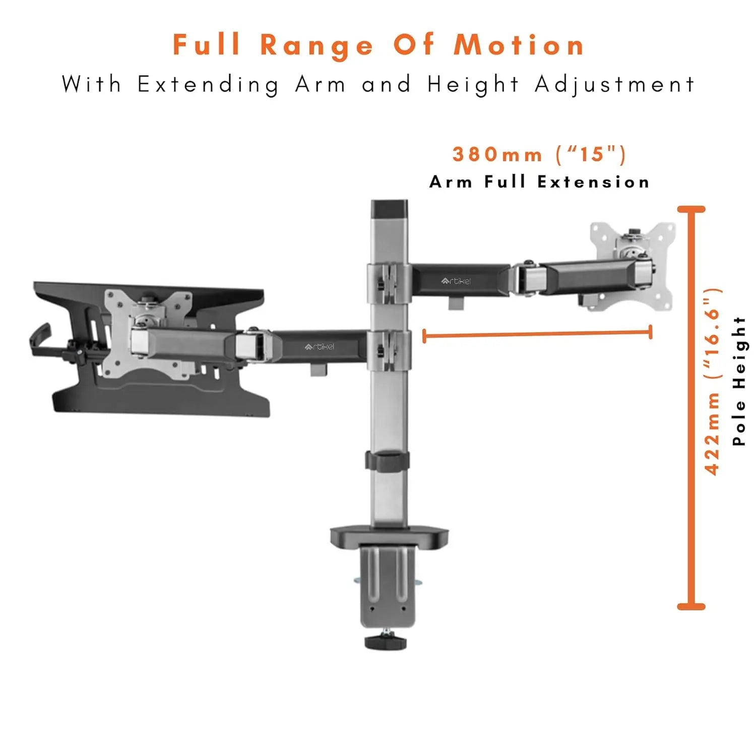 DROGO ARTIKEL Laptop & Monitor Mount | VESA, C-Clamp & Grommet | Fits 32 inch Screens Drogo Ergonomics