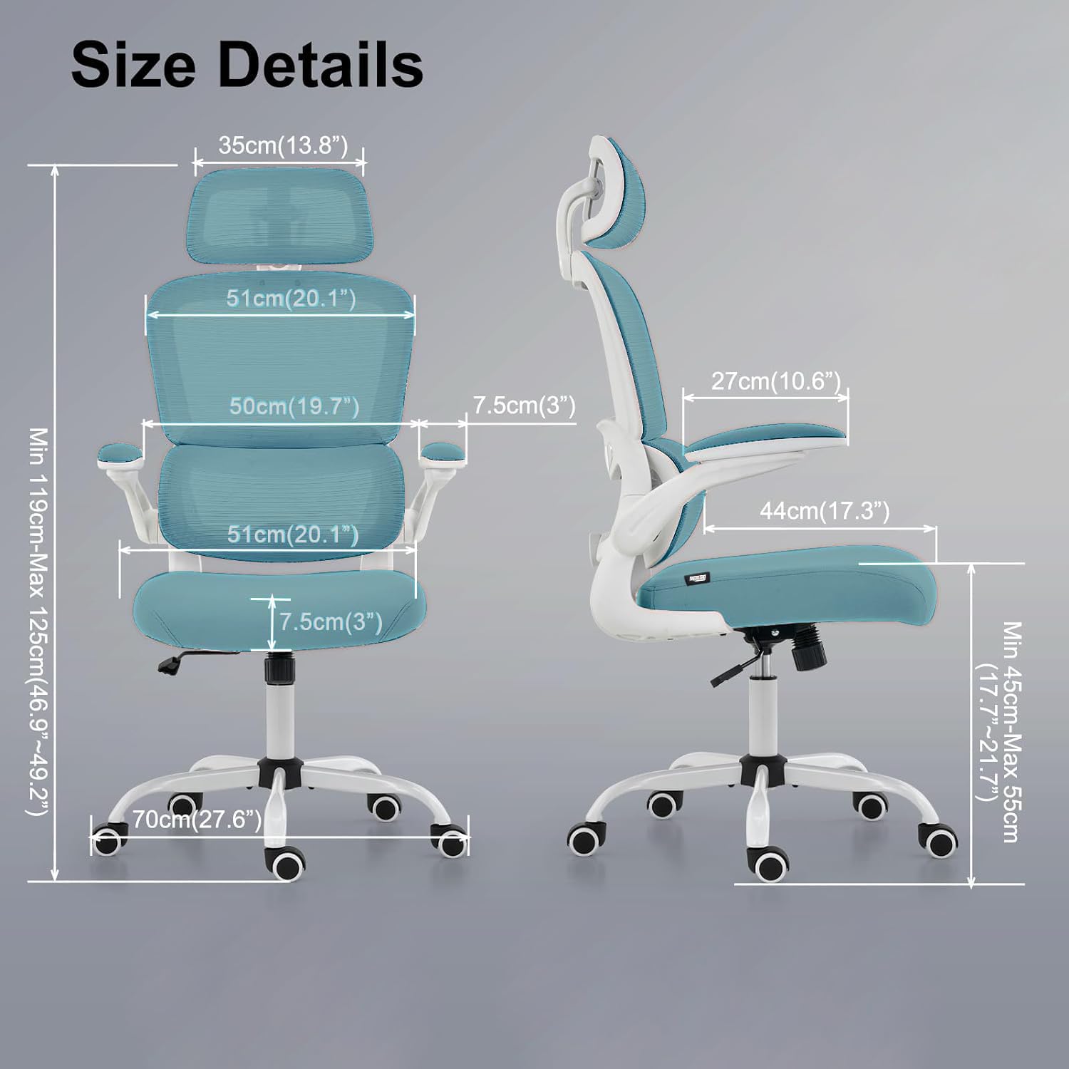 Drogo AeroFlex Ergonomic Office Chair for Work from Home, Flip-up Armrest & Recline