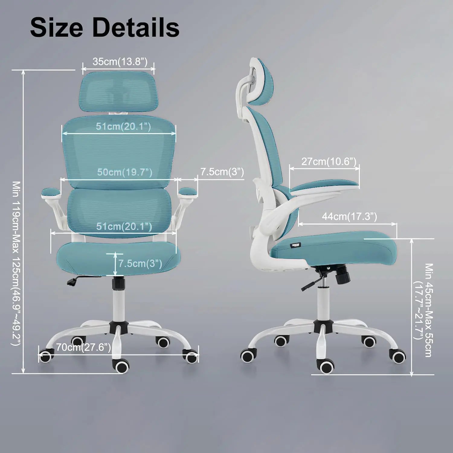 Drogo AeroFlex Ergonomic Office Chair for Work from Home, Flip-up Armrest & Recline Galaxy Incorporation