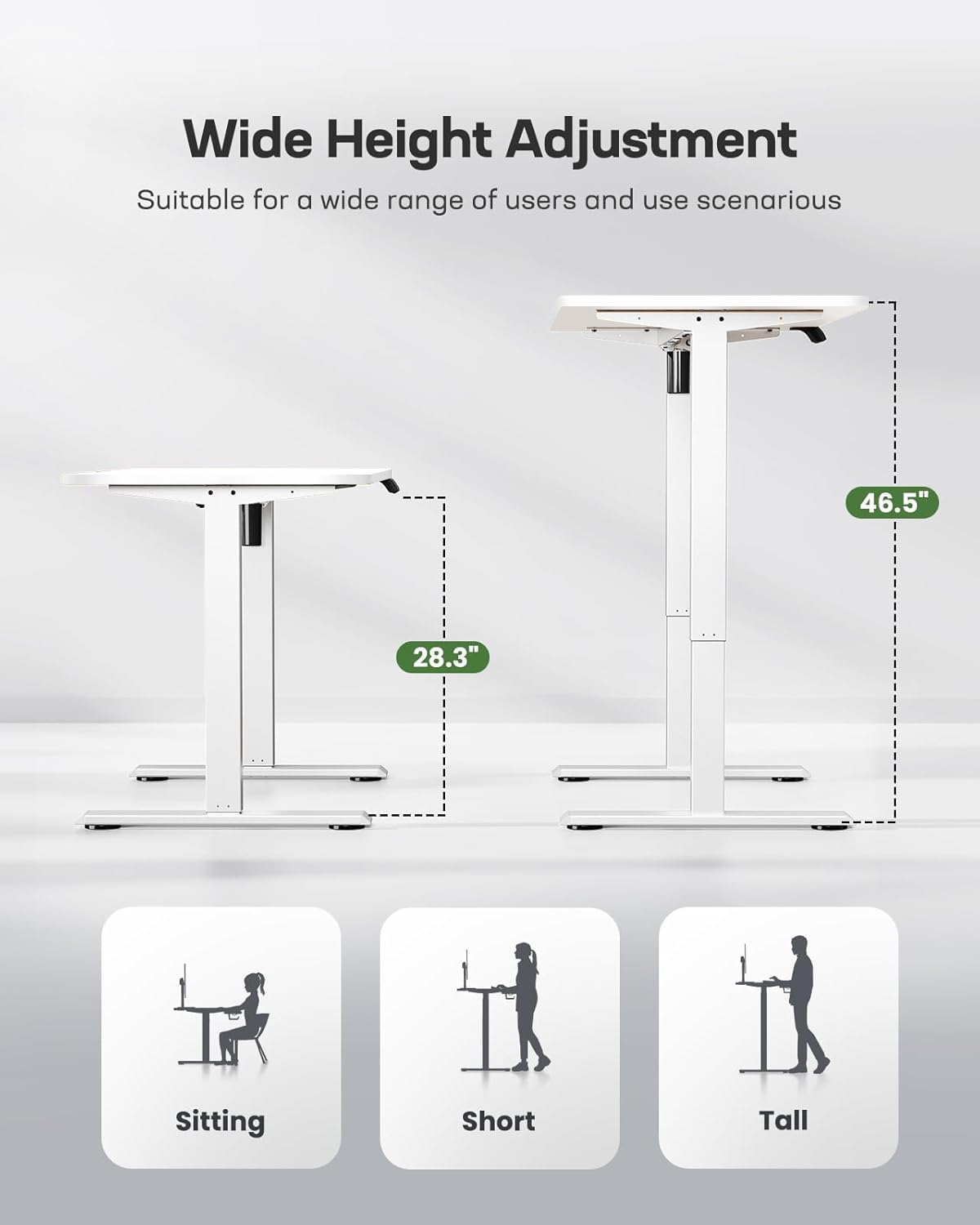 Drogo Artidesk Series Electric Height Adjustable Table Diy, Sit Stand Gaming Desk 110X60Cm - White