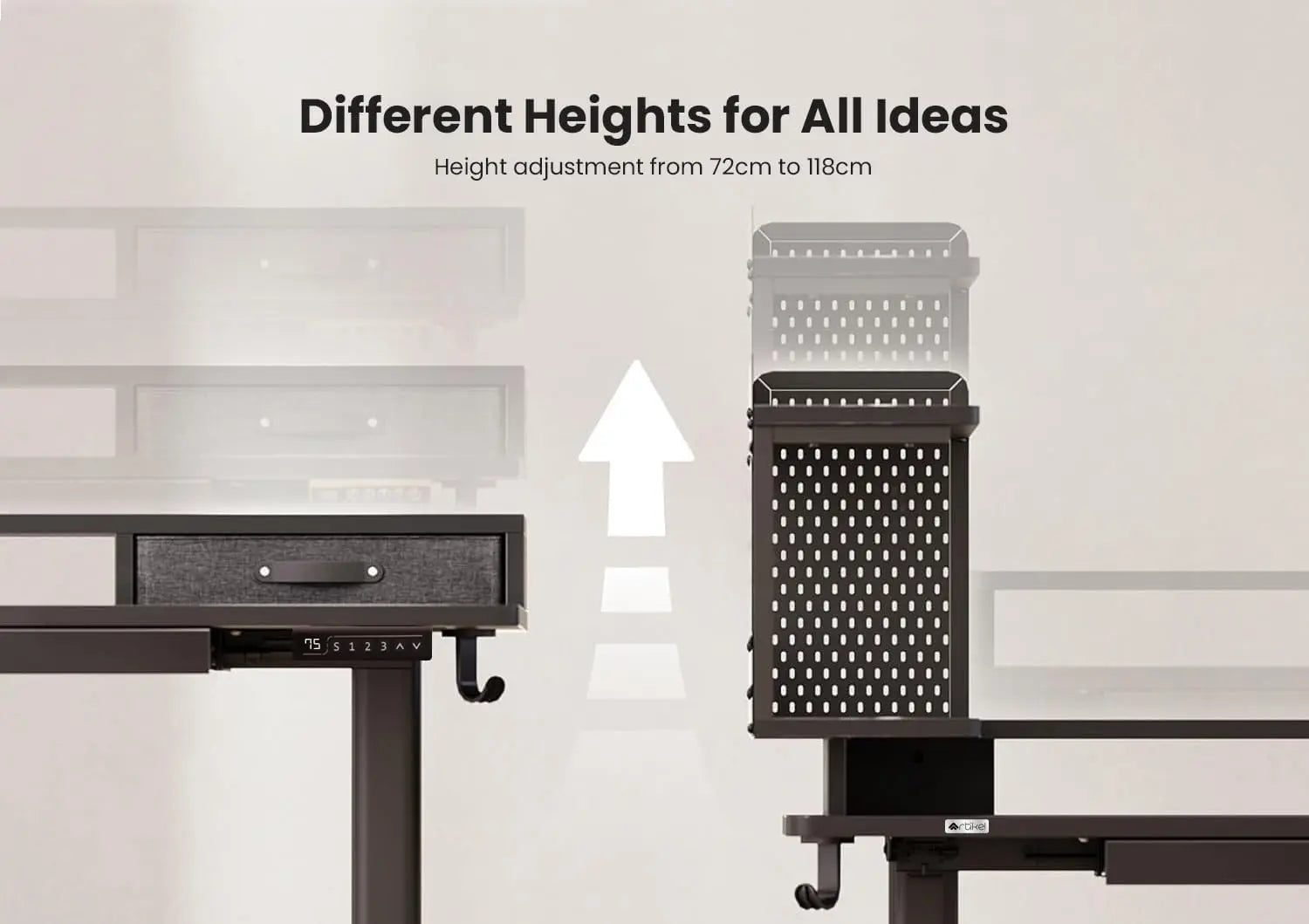 Drogo Stackon Electric Height Adjustable Standing Desk with Shelves (Left Cabinet) Drogo India