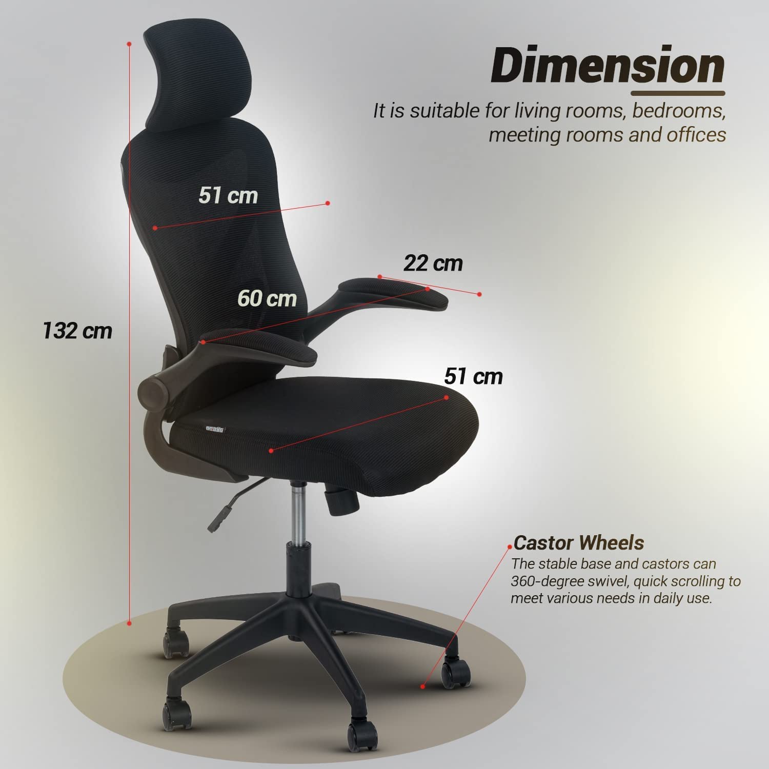 Drogo Marshal Pro Premium Ergonomic Office Chair for Work from Home, Flip-up Armrest