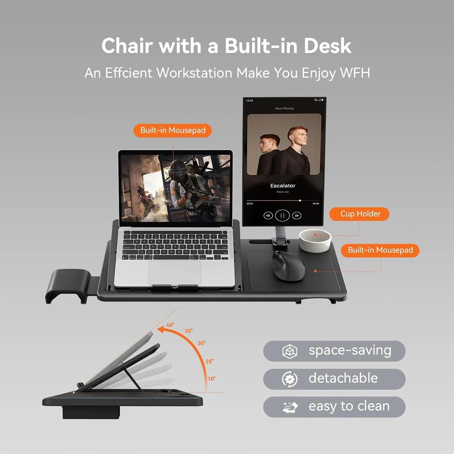Drogo Bold PosturePro Ergonomic Office Chair with Laptop Tray for Work from Home Galaxy Incorporation