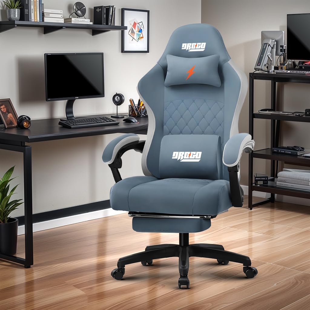 Drogo Throne Ergonomic Gaming Chair With Linkage Armrest,Foot Rest,& Adjustable Seat
